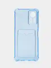 Синий меланж силиконовый чехол для Infinix HOT 11S NFC (Инфиникс Хот 11С НФС), прозрачный, с карманом