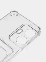 Прозрачный силиконовый чехол для Realme C55, Реалми С55, с карманом для карт, прозрачный