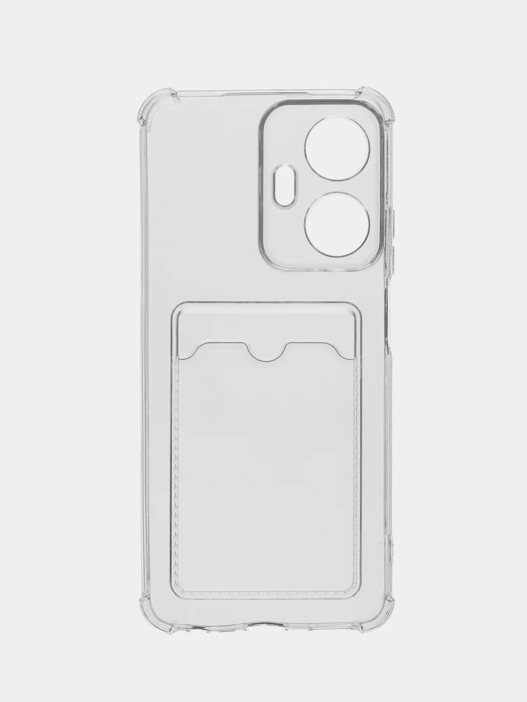 Прозрачный силиконовый чехол для Realme C55, Реалми С55, с карманом для карт, прозрачный