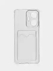 Прозрачный силиконовый чехол для Realme C55, Реалми С55, с карманом для карт, прозрачный