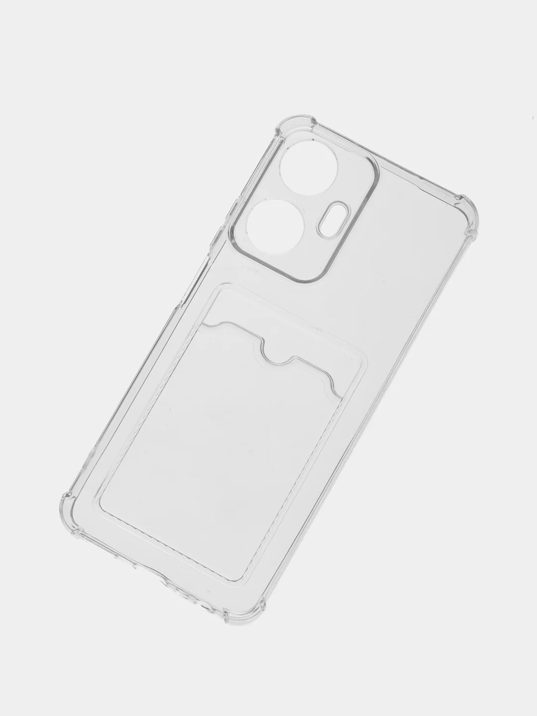 Прозрачный силиконовый чехол для Realme C55, Реалми С55, с карманом для карт, прозрачный
