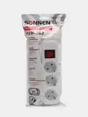 Удлинитель сетевой фильтр Sonnen Psw-183, 3 розетки c заземлением, выключатель, 513659