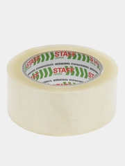 Скотч широкий, клейкая лента упаковочная, односторонняя прозрачная, Staff Big Pack, 440180