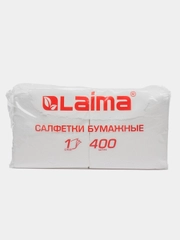 Салфетки бумажные сервировочные для дома на стол однотонные 400 штук, белые, Laima, 114724