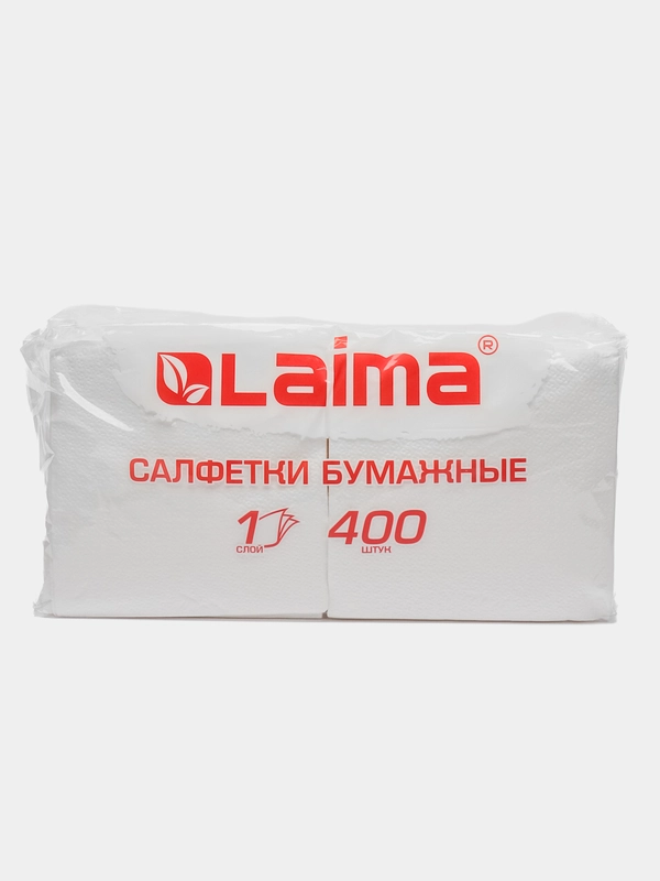 Салфетки бумажные сервировочные для дома на стол однотонные 400 штук, белые, Laima, 114724
