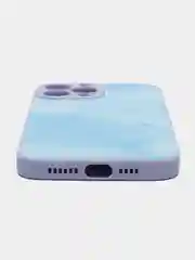 Голубой силиконовый чехол с защитой камеры для iPhone 7, 8, 13/Pro/Max,с рисунком из органического стекла