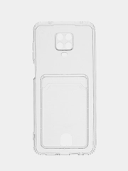 Ударопрочный прозрачный чехол с карманом для карт на Xiaomi Redmi 9 9A 9C 9T 9S Note 9 Pro