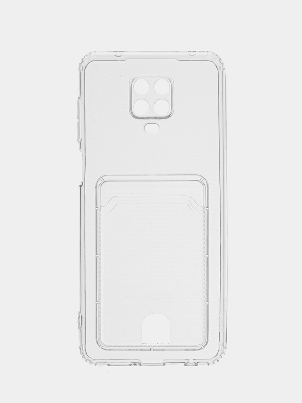Ударопрочный прозрачный чехол с карманом для карт на Xiaomi Redmi 9 9A 9C 9T 9S Note 9 Pro