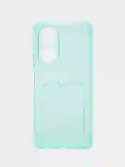 Бирюзовый силиконовый чехол для Honor X7 (Хонор Х7), с карманом для карт, прозрачный