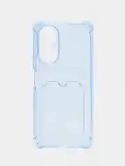 Синий меланж силиконовый чехол для Honor X7 (Хонор Х7), с карманом для карт, прозрачный