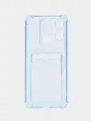 Синий меланж чехол для Infinix Smart 6 Plus (Инфиникс Смарт 6 Плюс) прозрачный, с карманом для карты