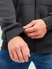 Угольный худи мужское на молнии, свободное, с начесом