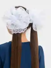 Белый школьный бант для волос, белый, с кружевом, на резинке