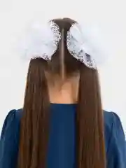 Белый школьный бант для волос, белый, 2 штуки