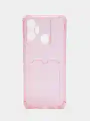 Розовый чехол для Infinix Smart 6 Plus (Инфиникс Смарт 6 Плюс) прозрачный, с карманом для карты