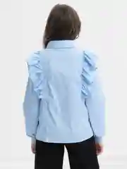 Голубой школьная блузка для девочки, хлопок