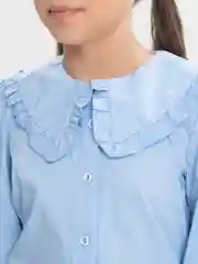 Голубой школьная блузка для девочки, хлопок