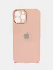 Бежевый чехол для iPhone Xr/ 11/ 12/ mini/ Pro/ ProMax, силиконовый со стеклянной панелью