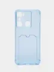 Синий меланж силиконовый чехол для Infinix HOT 20i (Инфиникс Хот 20 ай) с карманом для карт, прозрачный