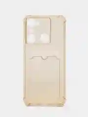 Бежевый силиконовый чехол для Infinix HOT 20i (Инфиникс Хот 20 ай) с карманом для карт, прозрачный