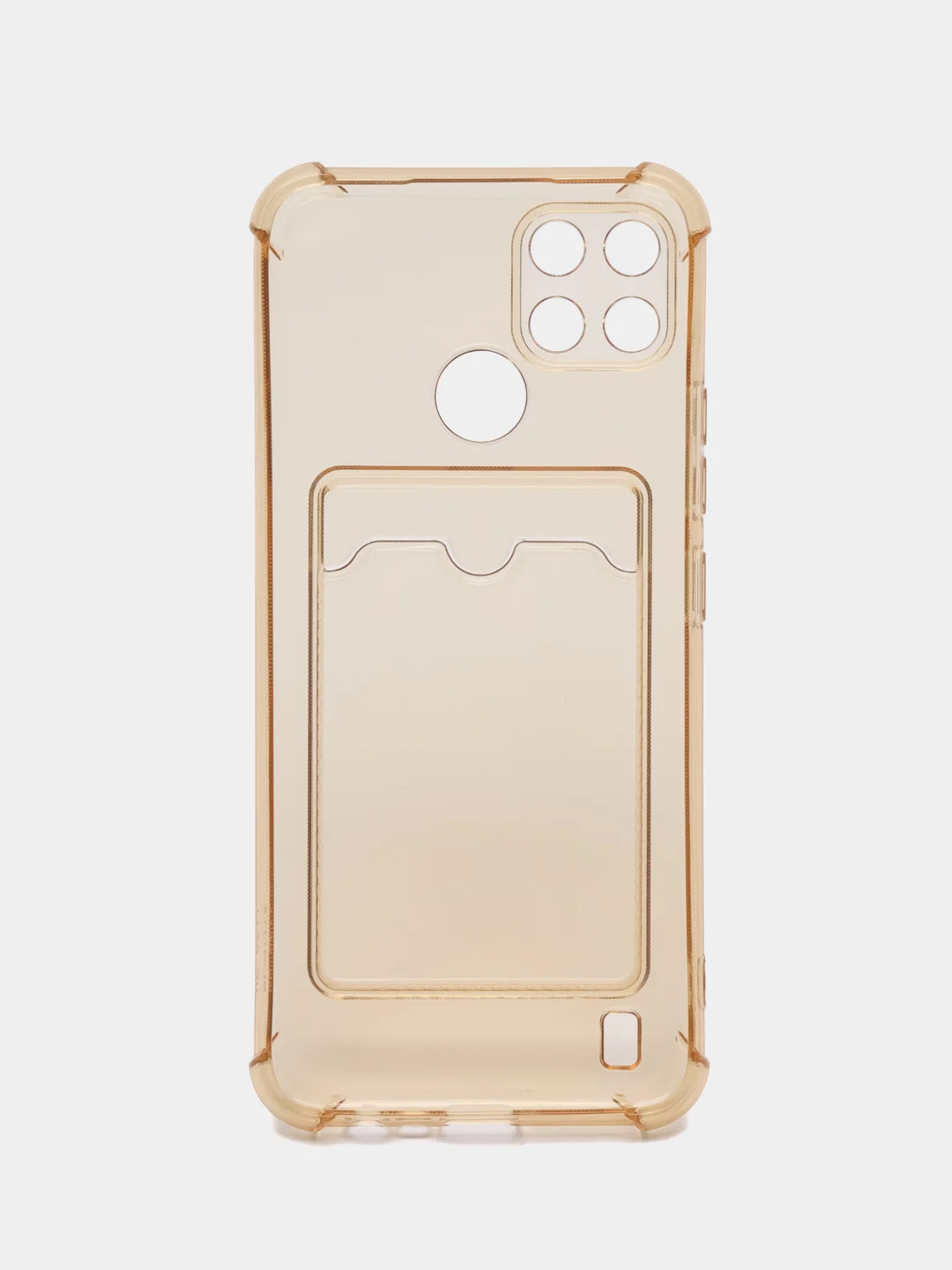 Бежевый силиконовый чехол Realme C21Y ( Реалми с21у), с карманом для карт, прозрачный