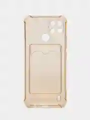 Бежевый силиконовый чехол Realme C21Y ( Реалми с21у), с карманом для карт, прозрачный