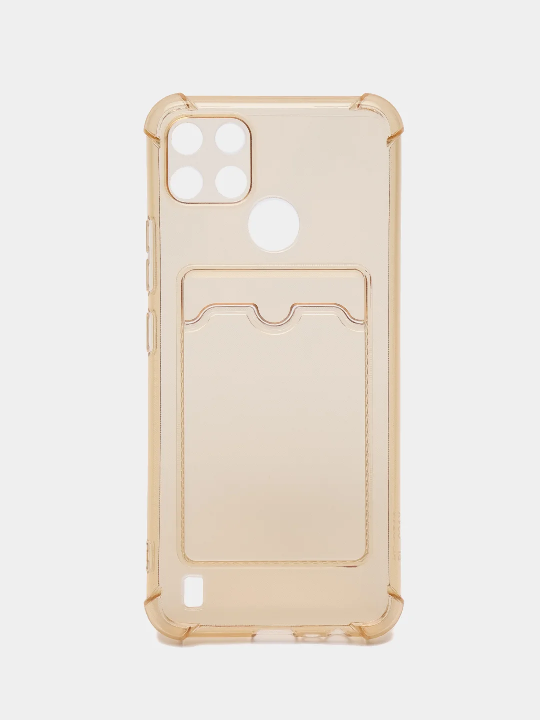 Бежевый силиконовый чехол Realme C21Y ( Реалми с21у), с карманом для карт, прозрачный