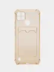 Бежевый силиконовый чехол Realme C21Y ( Реалми с21у), с карманом для карт, прозрачный
