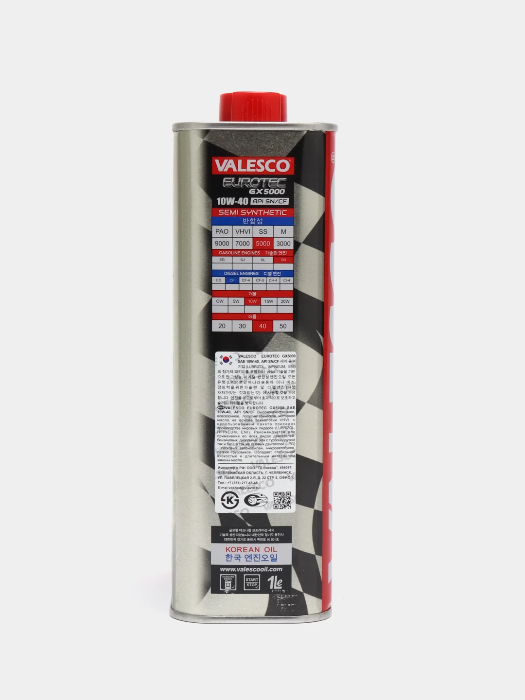 Масло VALESCO Eurotec GX 5000 10/40 API SN/CF п/синтетическое, 1 л