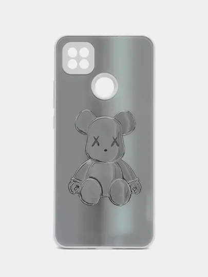 Коралловый меланж накладка для Xiaomi Redmi 9C/10A, стекло с рисунком "Bear", защита камеры