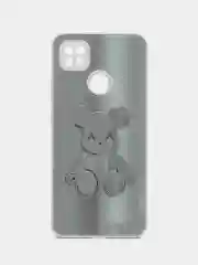 Коралловый меланж накладка для Xiaomi Redmi 9C/10A, стекло с рисунком "Bear", защита камеры