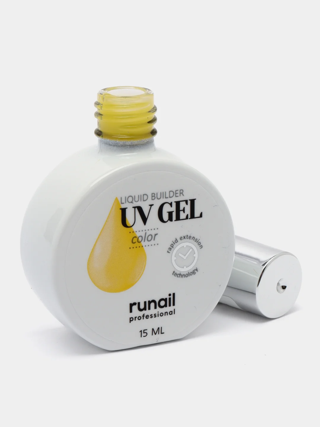 Желтый уф гель для наращивания/Цветной жидкий уф гель/Гель лак Runail Professional, 15 мл