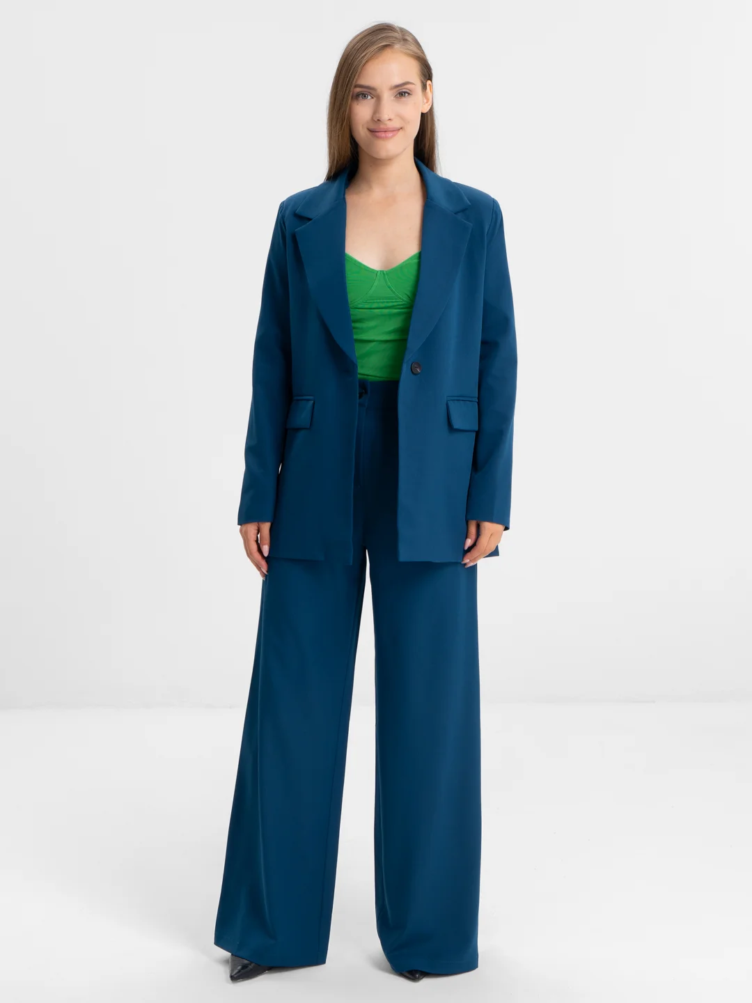 Морской костюм BLAZER классический, с прямыми брюками, женский