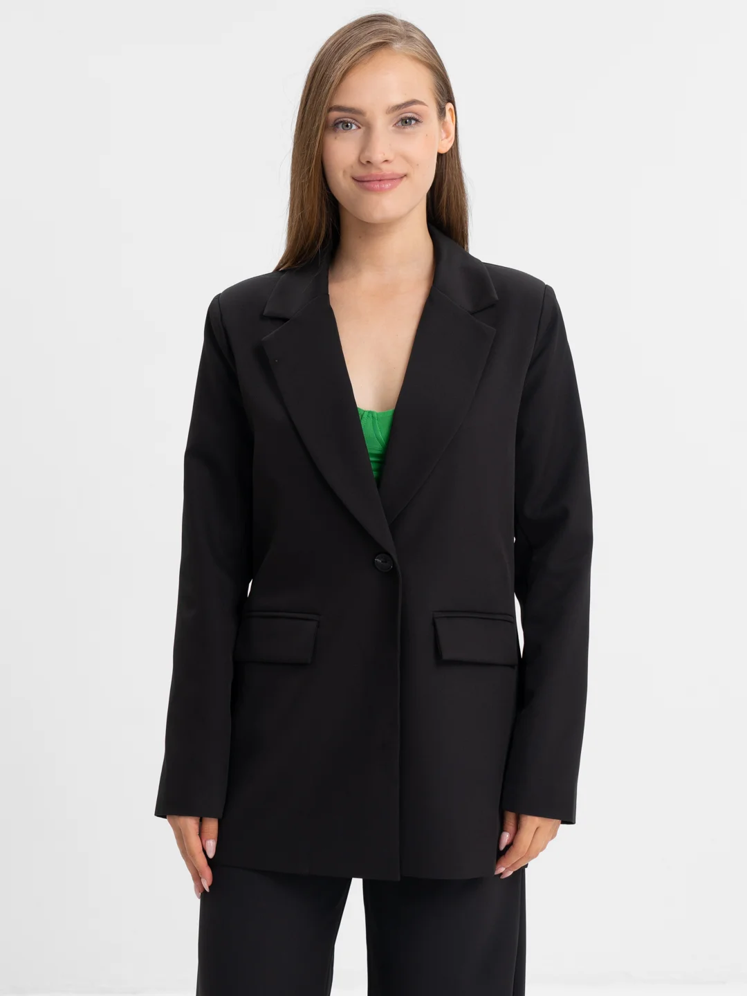 Черный костюм BLAZER классический, с прямыми брюками, женский