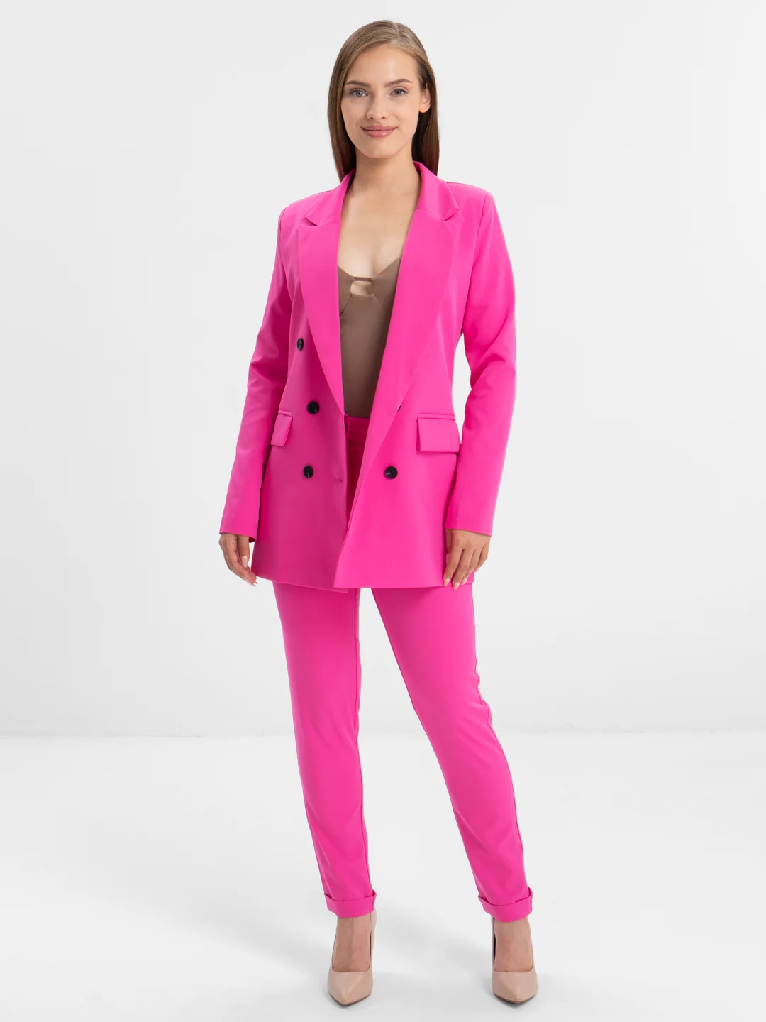 Розовый костюм классический деловой женский Blazer