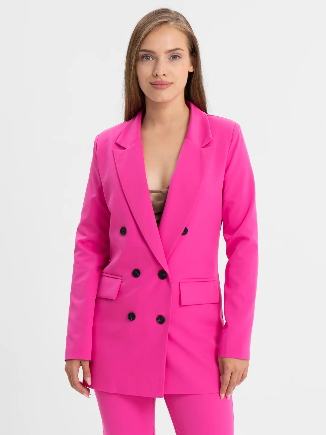 Розовый костюм классический деловой женский Blazer