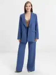 Синий костюм BLAZER классический, с прямыми брюками, женский