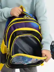 Желтый рюкзак школьный, для мальчика, с пеналом