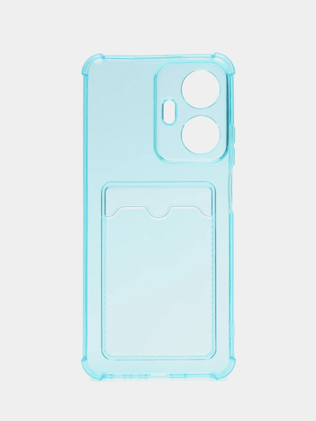 Голубой силиконовый чехол для Realme C55, Реалми С55, с карманом для карт, прозрачный