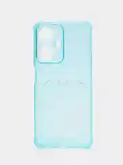 Голубой силиконовый чехол для Realme C55, Реалми С55, с карманом для карт, прозрачный