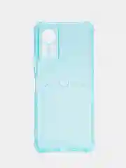 Голубой силиконовый чехол для Infinix HOT 11S NFC (Инфиникс Хот 11С НФС), прозрачный, с карманом