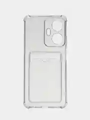 Серый силиконовый чехол для Realme C55, Реалми С55, с карманом для карт, прозрачный