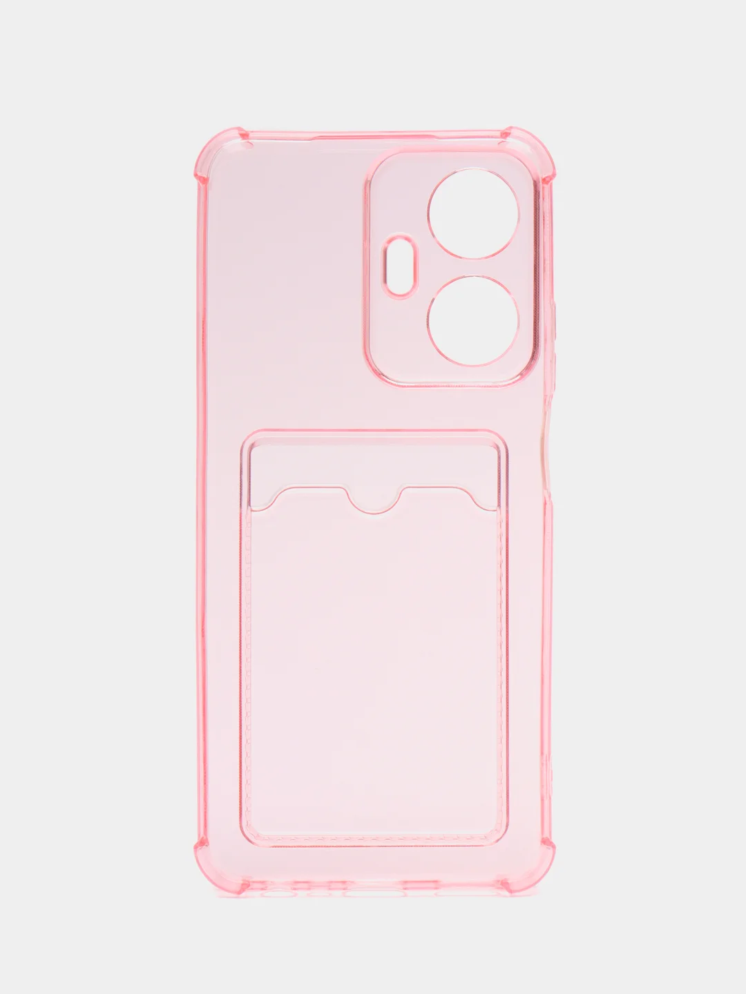 Розовый силиконовый чехол для Realme C55, Реалми С55, с карманом для карт, прозрачный