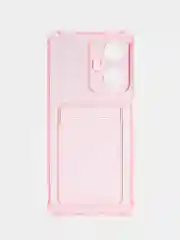 Розовый силиконовый чехол для Realme C55, Реалми С55, с карманом для карт, прозрачный