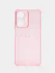 Розовый силиконовый чехол для Realme C55, Реалми С55, с карманом для карт, прозрачный