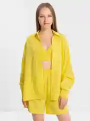 Желтый костюм женский тройка из льна