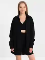Черный костюм женский тройка из льна