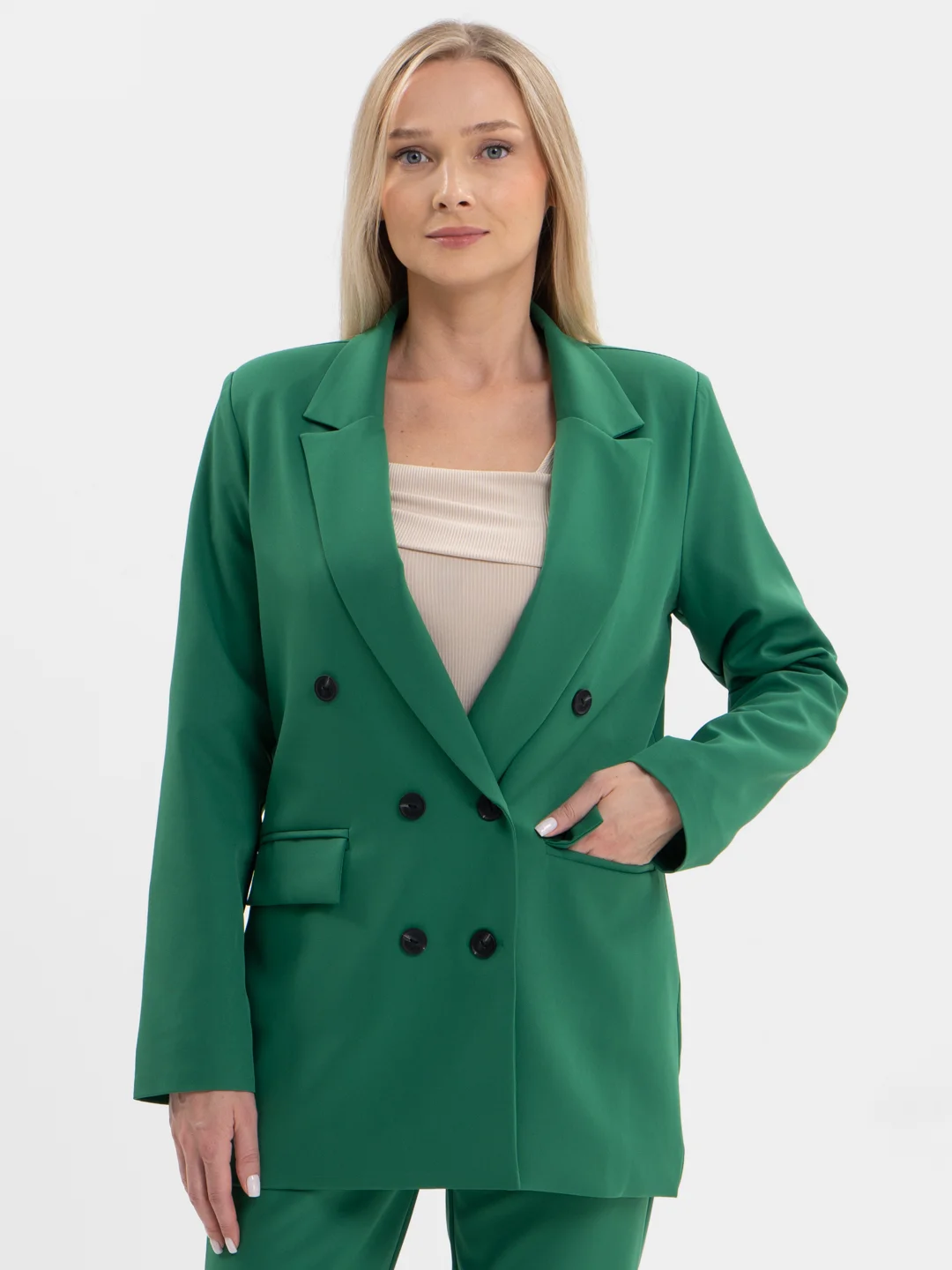 Зеленый костюм классический деловой женский Blazer