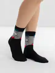Угольный хлопковые носки с принтом щенка