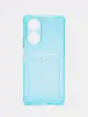 Голубой силиконовый чехол для Honor X7 (Хонор Х7), с карманом для карт, прозрачный